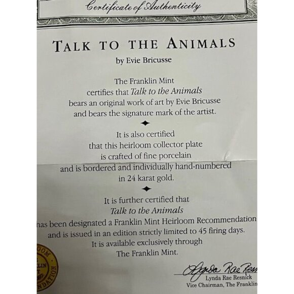 Lot of 2 Franklin Mint 1992 Evie Bricusse Musical Collector Plates and More - Picture 15 of 16